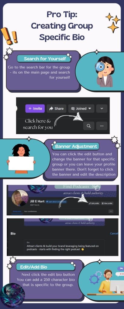 promote your podcast episode,  Amplify Your Message, Attract Clients, & Create Lasting Impact with Podcasts Creating Group Specific FB covers