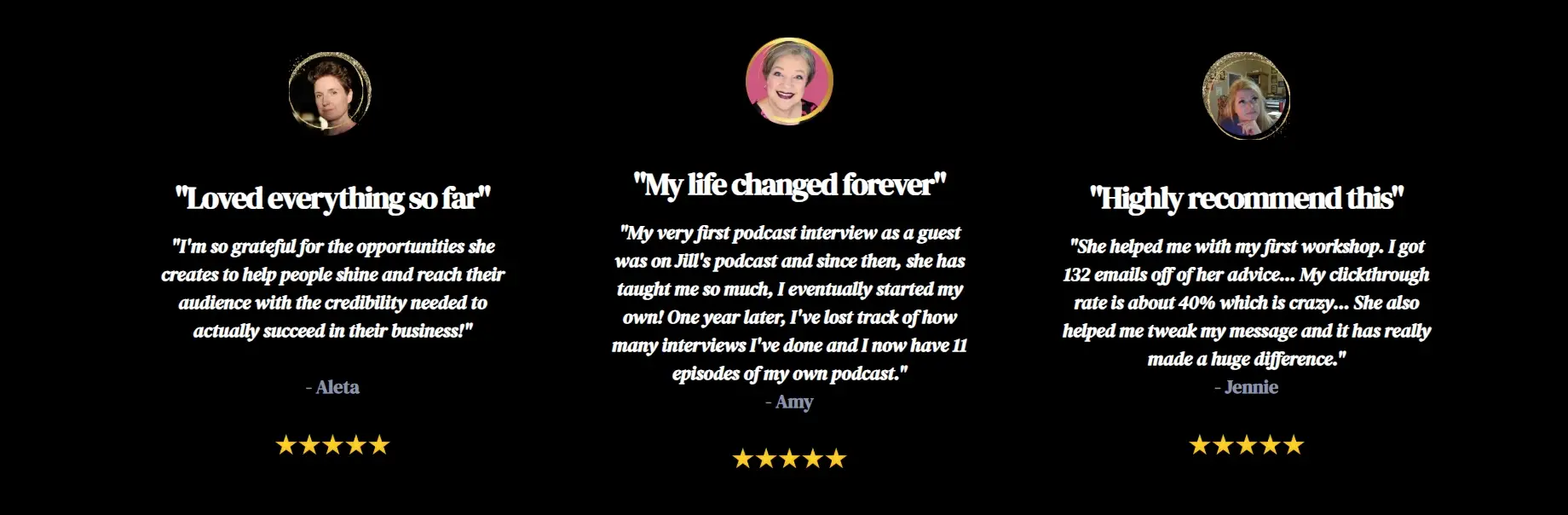 podcast testimonials